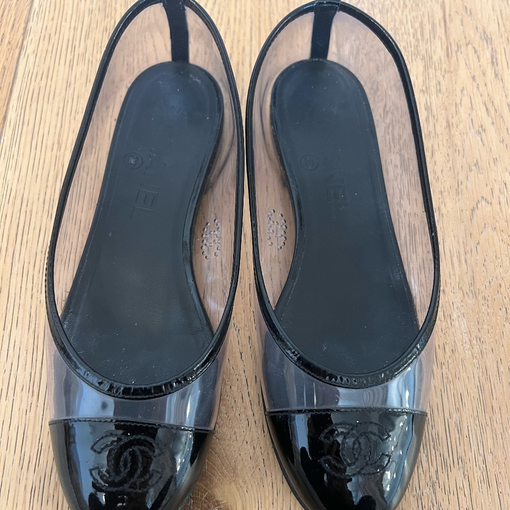 Chanel Interlocking CC Logo PVC Ballet Flats Size 36